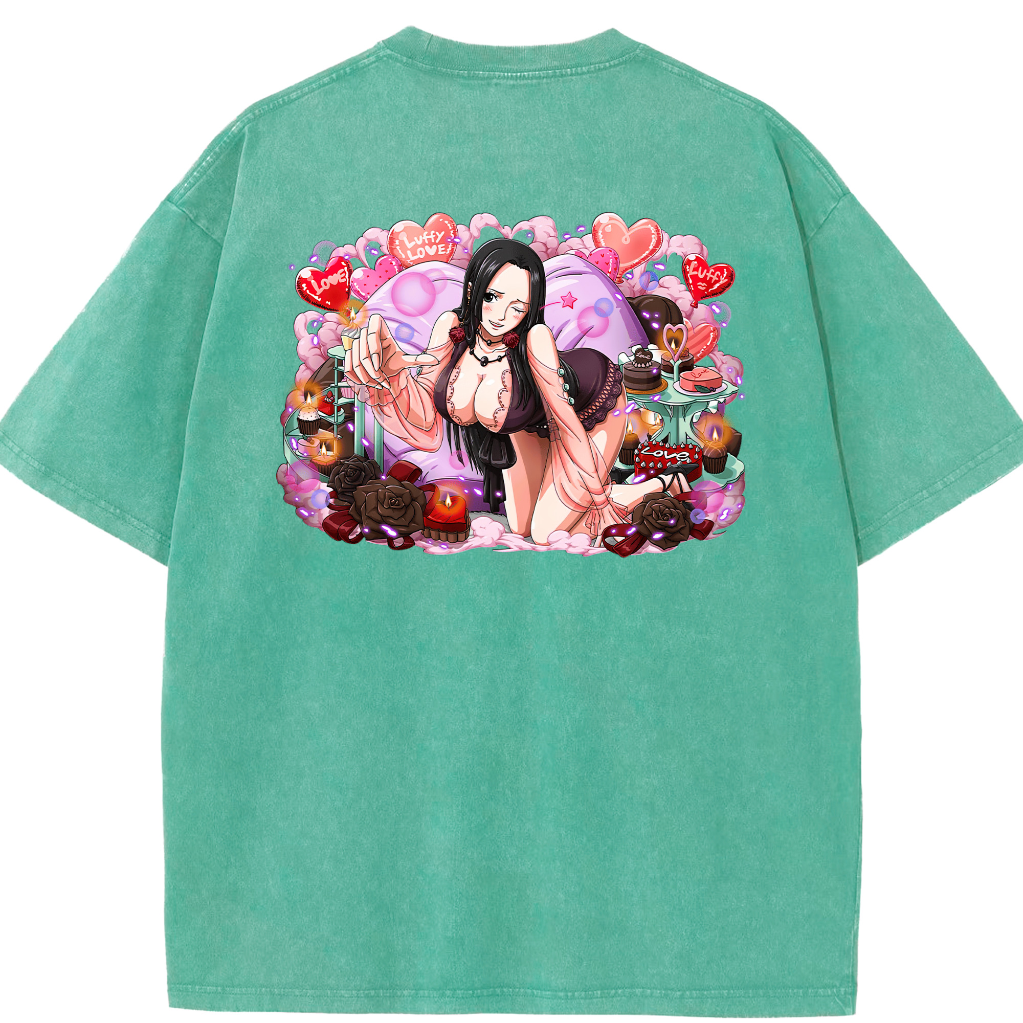 ワンピース ボア・ハンコック ONE PIECE Boa·Hancock 綿100% ヴィンテージ風 半袖Tシャツ（背面プリント）